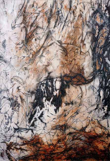 Trouée dans le feuillage , 2003 huile, 132 x 88cm