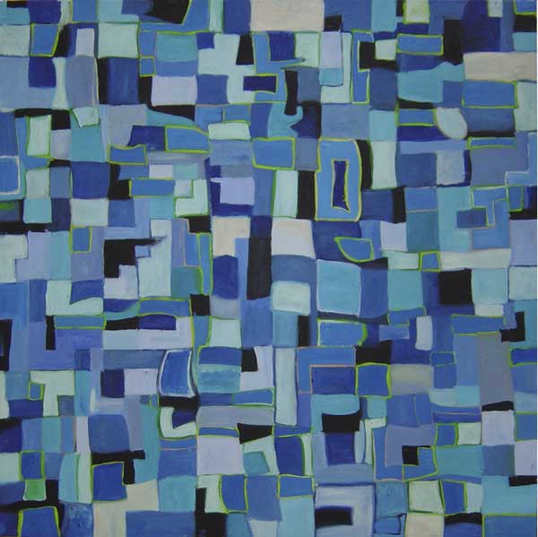 Blue Abstrakt 100x100cm, huile sur toile, 2008